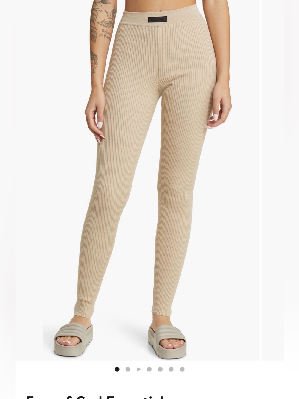 Essentials Fear of God Ribbed High-Rise Leggings in Beige
